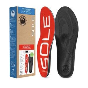 SOLE Active Medium w Met Pad Orthotic Insoles Men 8 Women 10 Moldable Support